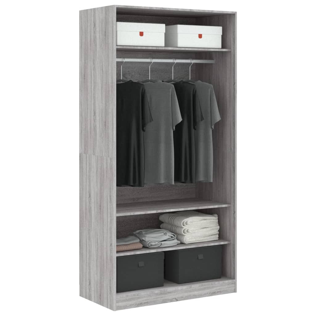 Garde-robe sonoma gris 100x50x200 cm bois d'ingénierie Armoires vidaXL   