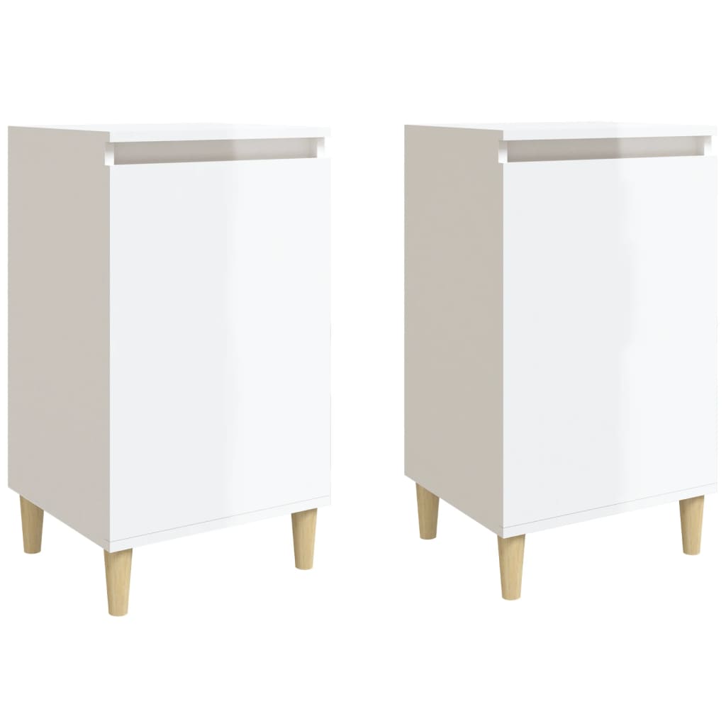 Tables de chevet 2pcs blanc brillant 40x35x70cm bois ingénierie Tables de chevet vidaXL   