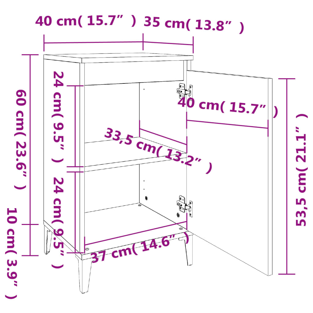 Tables de chevet 2 pcs noir 40x35x70 cm bois d'ingénierie Tables de chevet vidaXL   