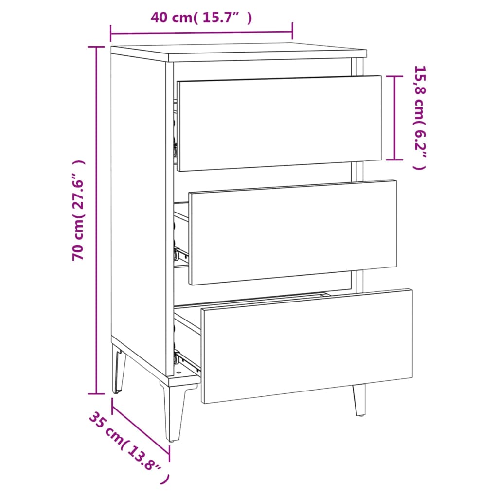 Table de chevet chêne fumé 40x35x70 cm bois d'ingénierie Tables de chevet vidaXL   