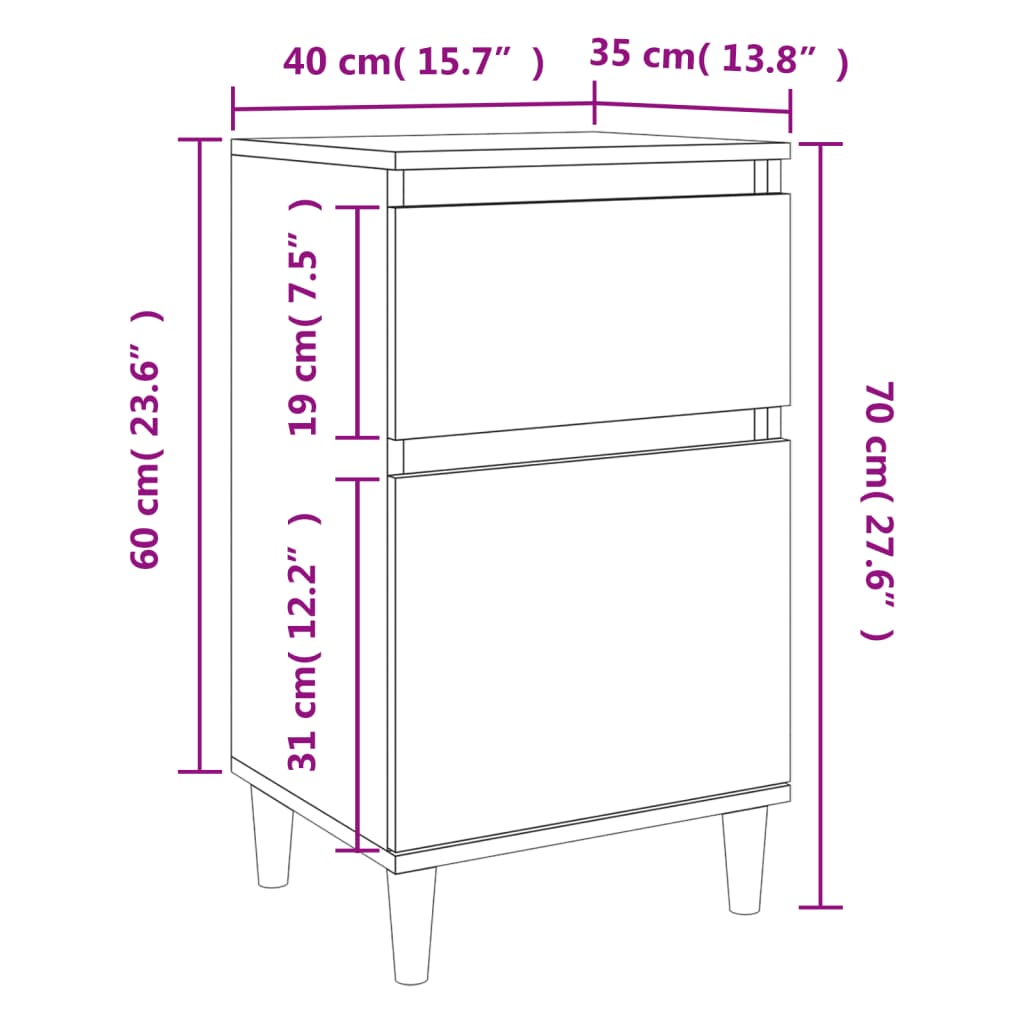 Table de chevet noir 40x35x70 cm Tables de chevet vidaXL   