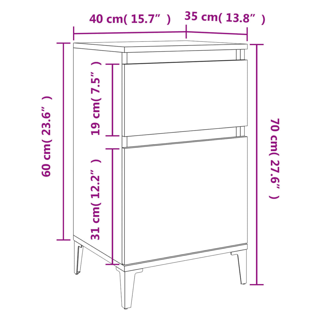 Tables de chevet 2 pcs noir 40x35x70 cm Tables de chevet vidaXL   