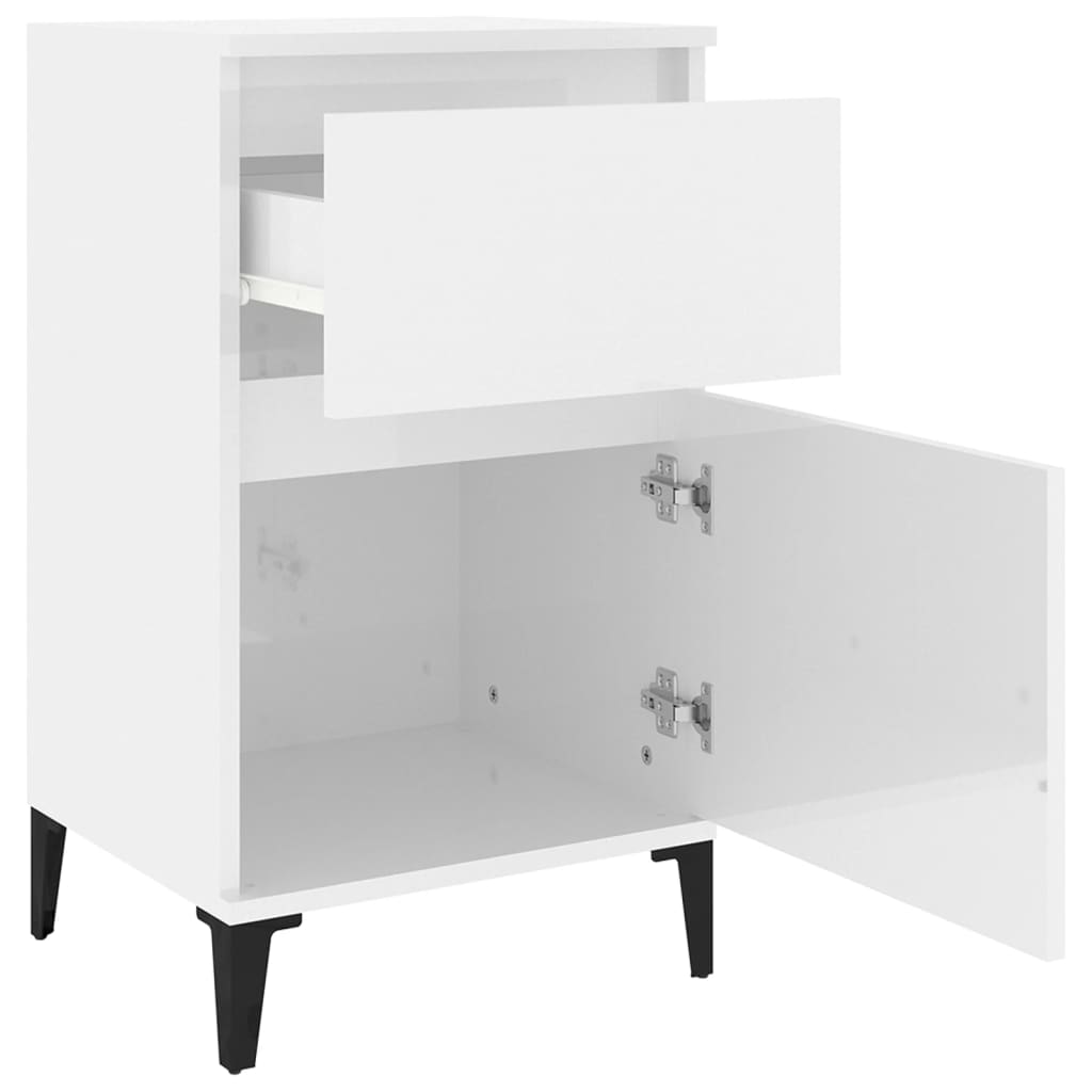 Tables de chevet 2 pcs blanc brillant 40x35x70 cm Tables de chevet vidaXL   