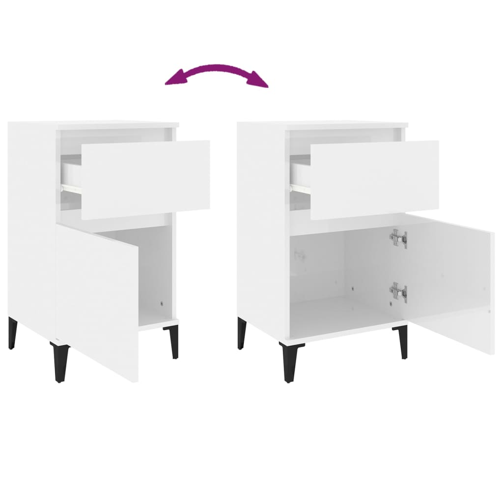 Tables de chevet 2 pcs blanc brillant 40x35x70 cm Tables de chevet vidaXL   