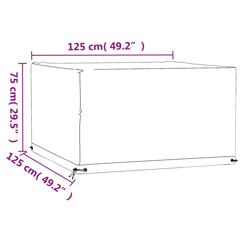 Housse de salon de jardin 8 œillets 125x125x75 cm carré Housses pour meubles d'extérieur vidaXL   