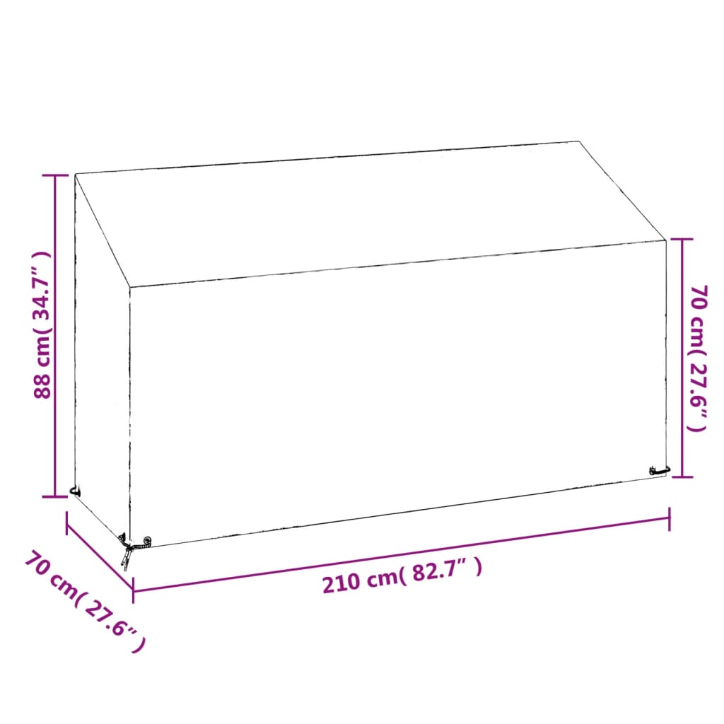 Housse de banc de jardin 12 œillets 210x70x70/88cm polyéthylène Housses pour meubles d'extérieur vidaXL   