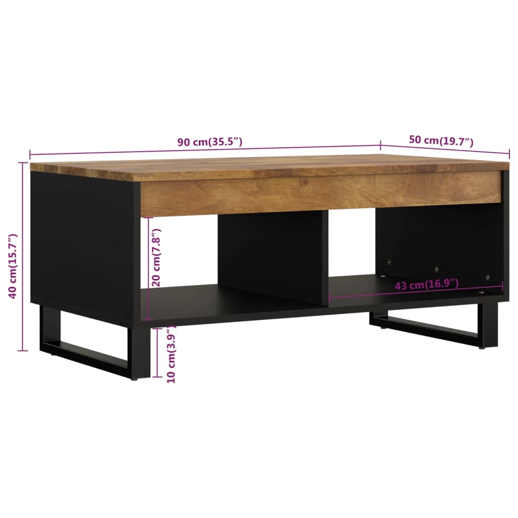 Table basse 90x50x40 cm bois de manguier massif Tables basses vidaXL   