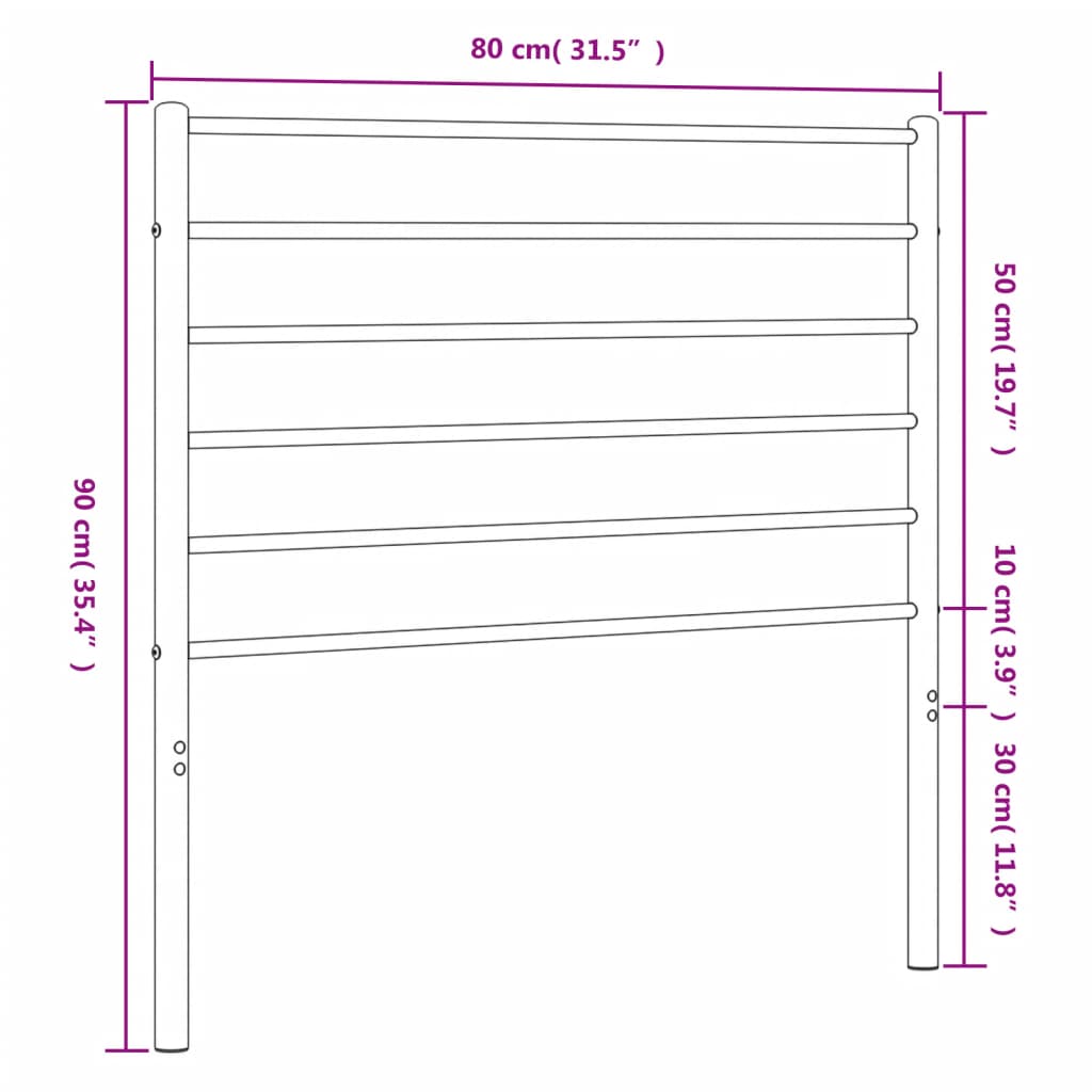 Tête de lit métal noir 75 cm Têtes et pieds de lit vidaXL   