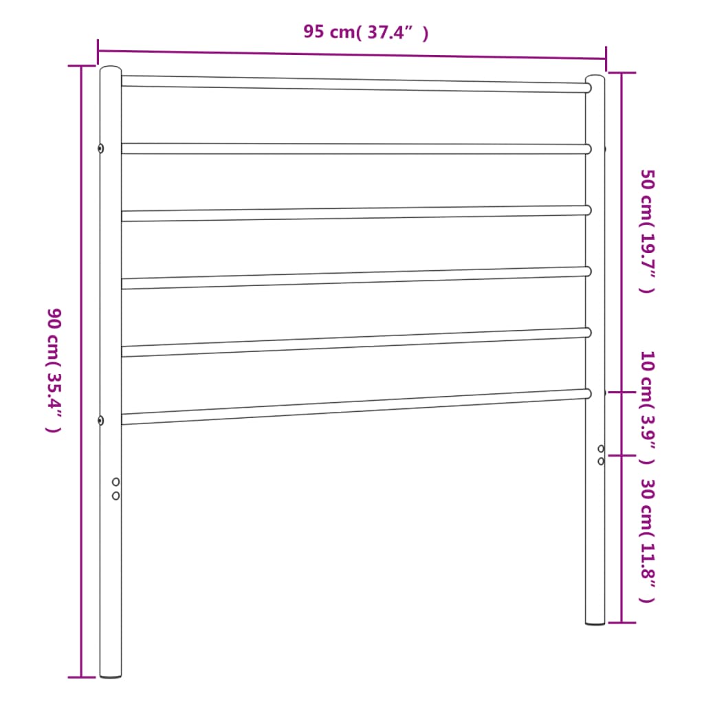 Tête de lit métal noir 90 cm Têtes et pieds de lit vidaXL   