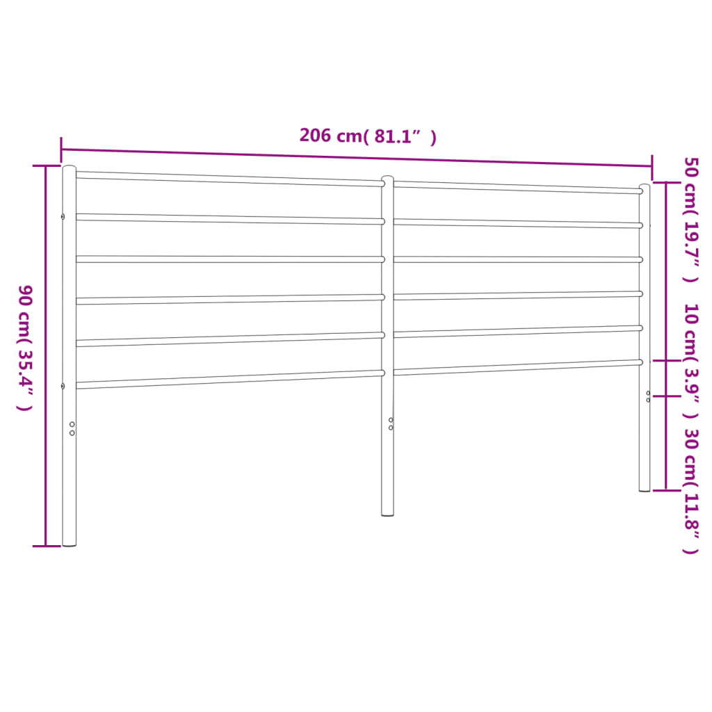 Tête de lit métal noir 200 cm Têtes et pieds de lit vidaXL   