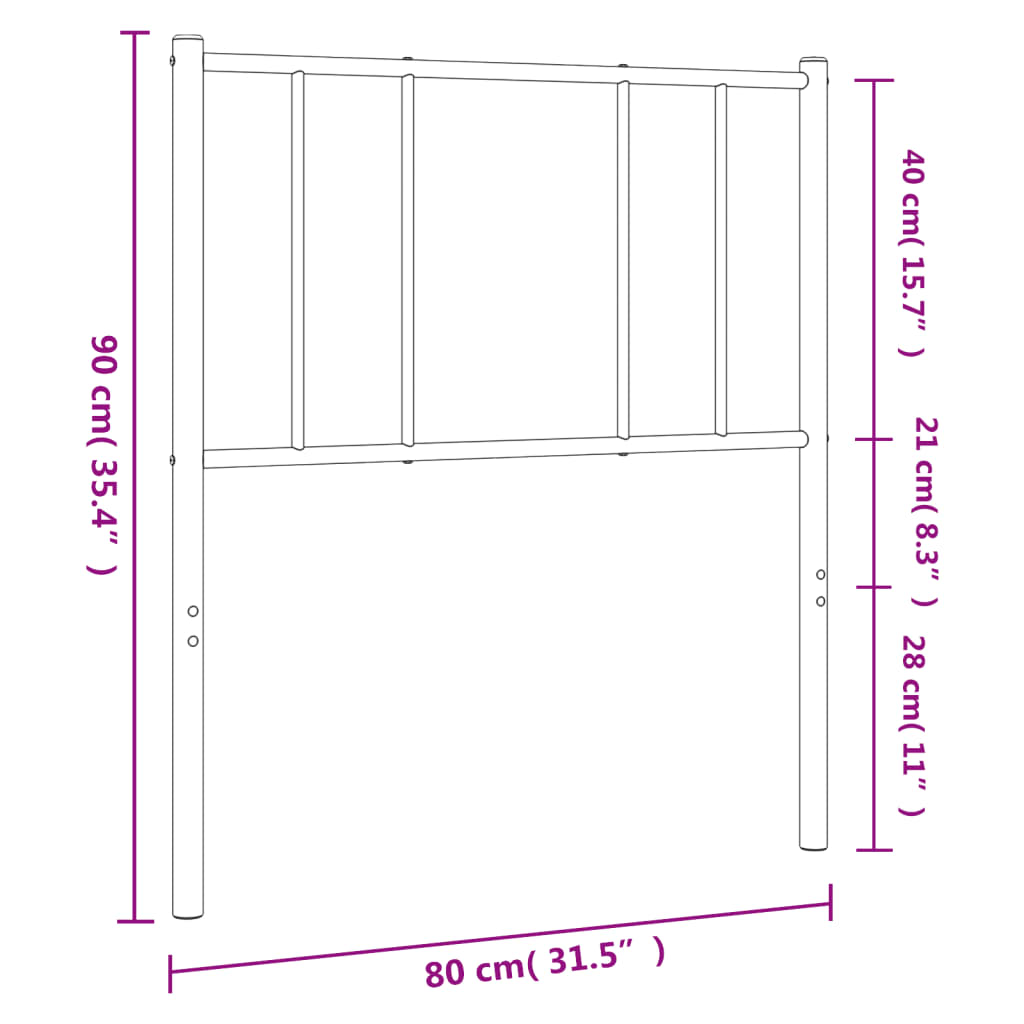 Tête de lit métal noir 75 cm Têtes et pieds de lit vidaXL   