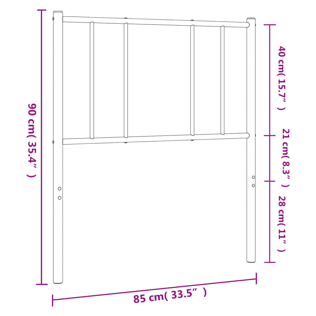 Tête de lit métal noir 80 cm Têtes et pieds de lit vidaXL   