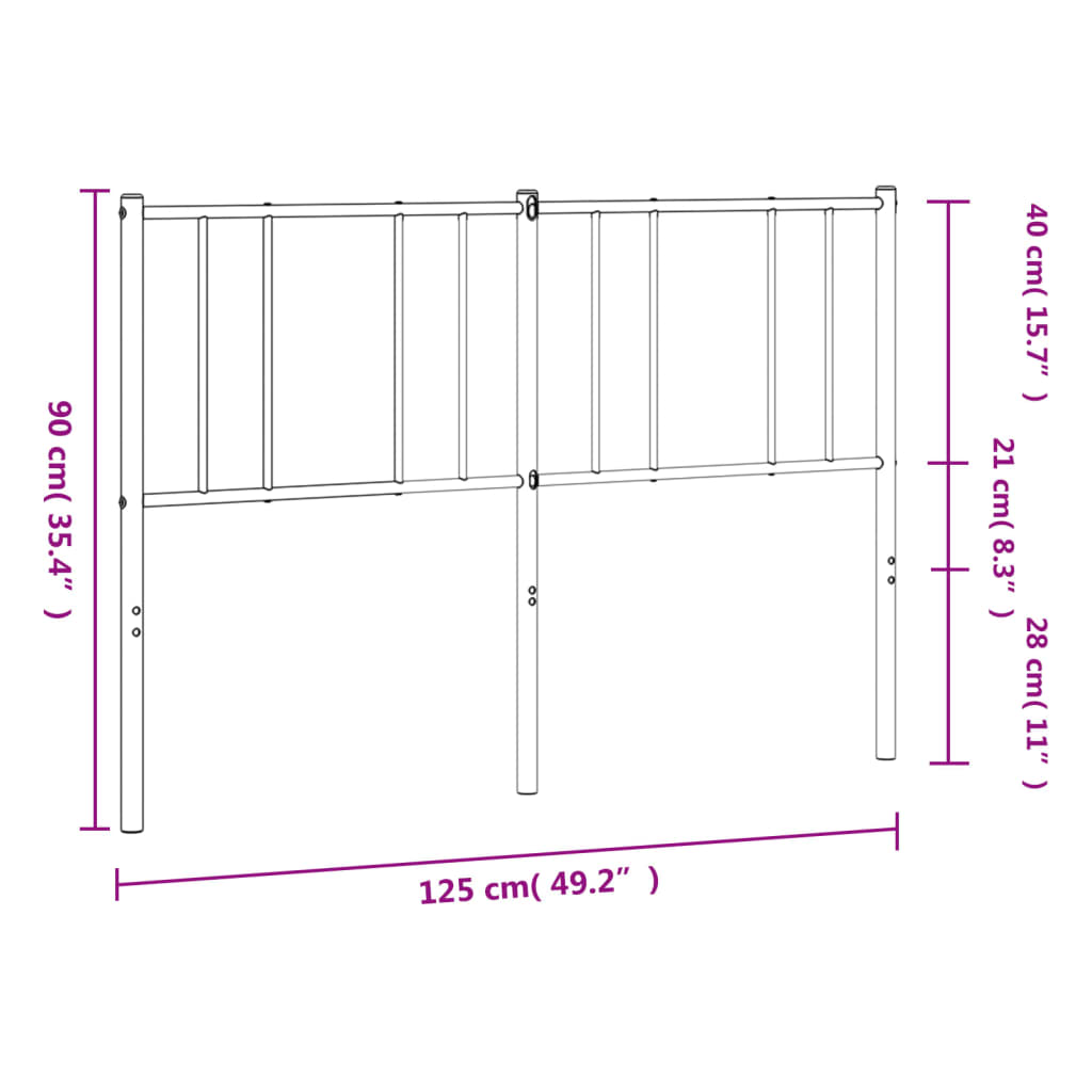 Tête de lit métal noir 120 cm Têtes et pieds de lit vidaXL   