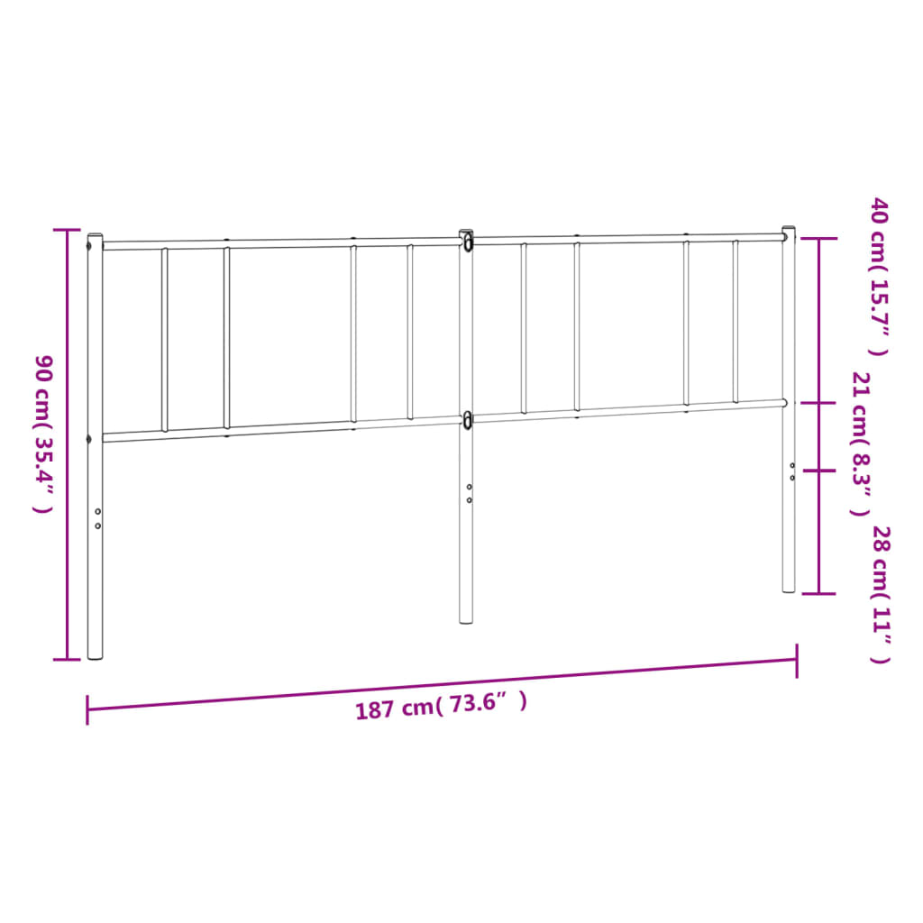 Tête de lit métal noir 180 cm Têtes et pieds de lit vidaXL   