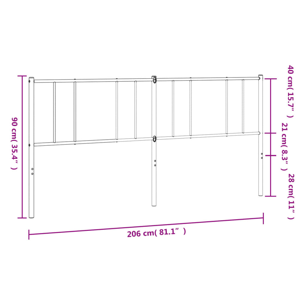 Tête de lit métal noir 200 cm Têtes et pieds de lit vidaXL   