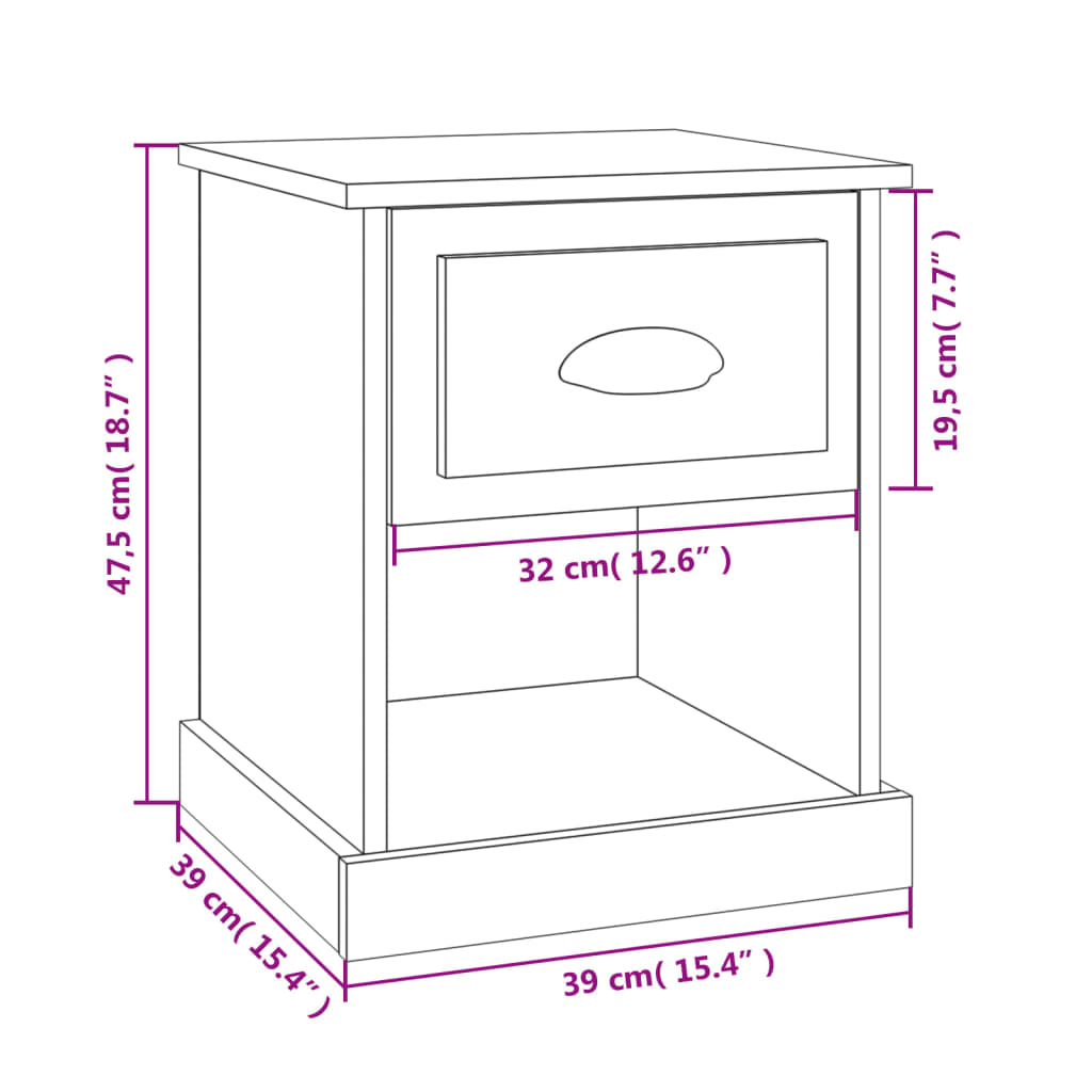 Tables de chevet 2pcs chêne sonoma 39x39x47,5cm bois ingénierie Tables de chevet vidaXL   