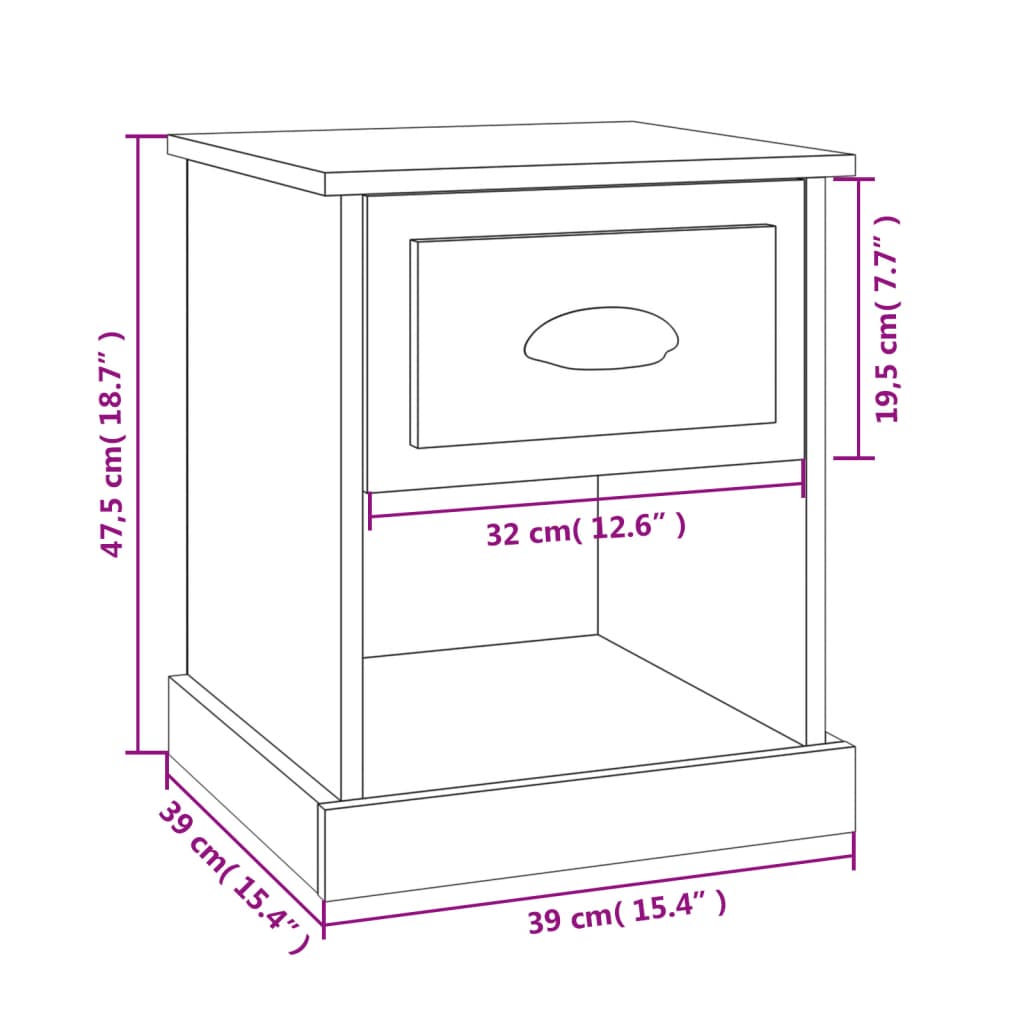 Table de chevet gris béton 39x39x47,5 cm bois d'ingénierie Tables de chevet vidaXL   