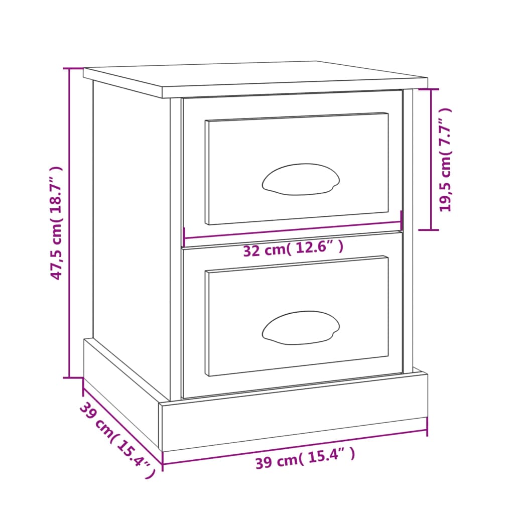 Table de chevet blanc 39x39x47,5 cm bois d’ingénierie Tables de chevet vidaXL   