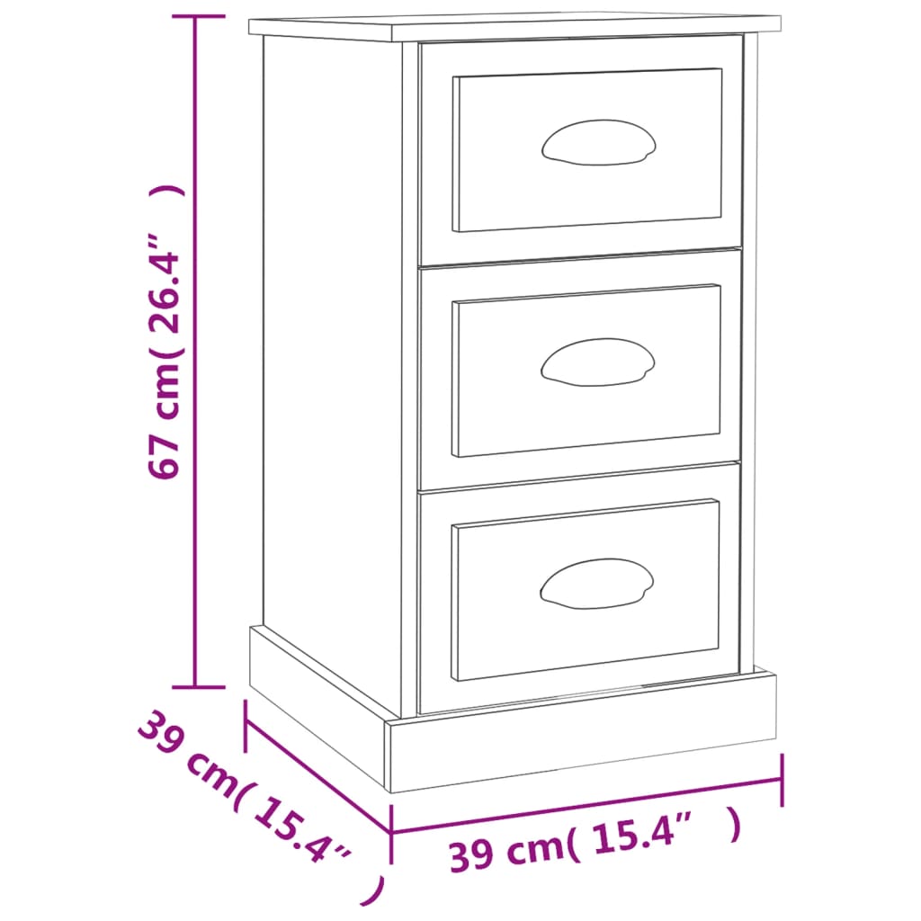 Table de chevet gris béton 39x39x67 cm bois d'ingénierie Tables de chevet vidaXL   