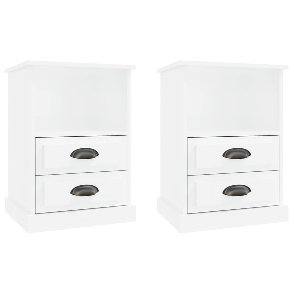 Tables de chevet 2 pcs blanc brillant 43x36x60 cm Tables de chevet vidaXL   