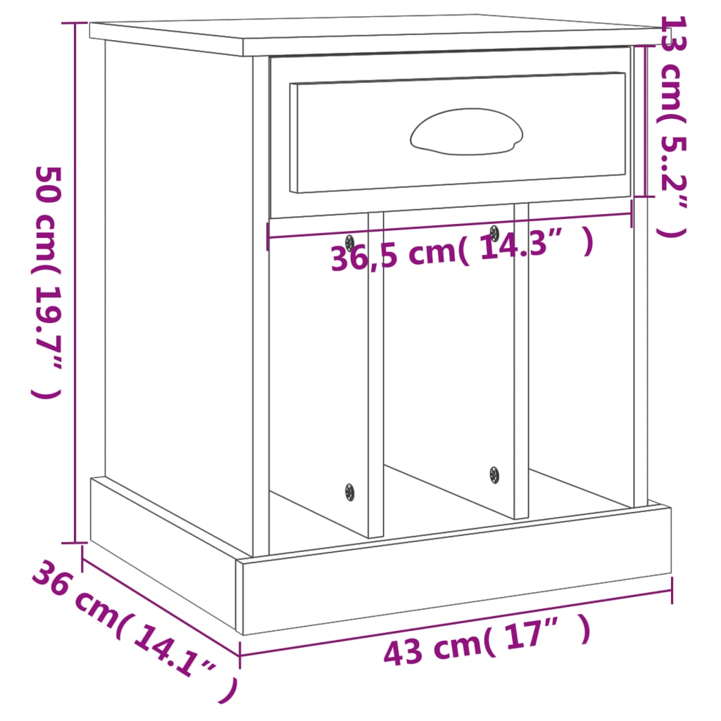 Tables de chevet 2 pcs noir 43x36x50 cm Tables de chevet vidaXL   