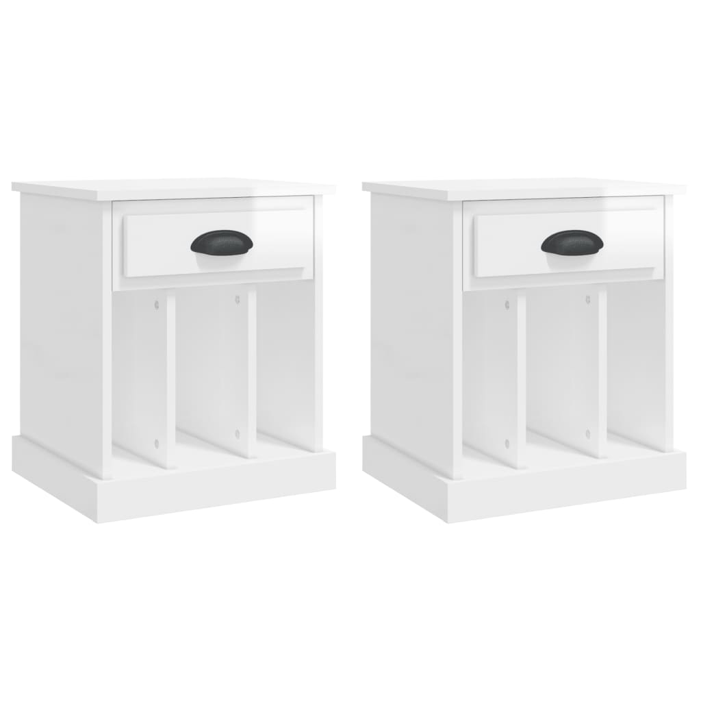 Tables de chevet 2 pcs blanc brillant 43x36x50 cm Tables de chevet vidaXL   