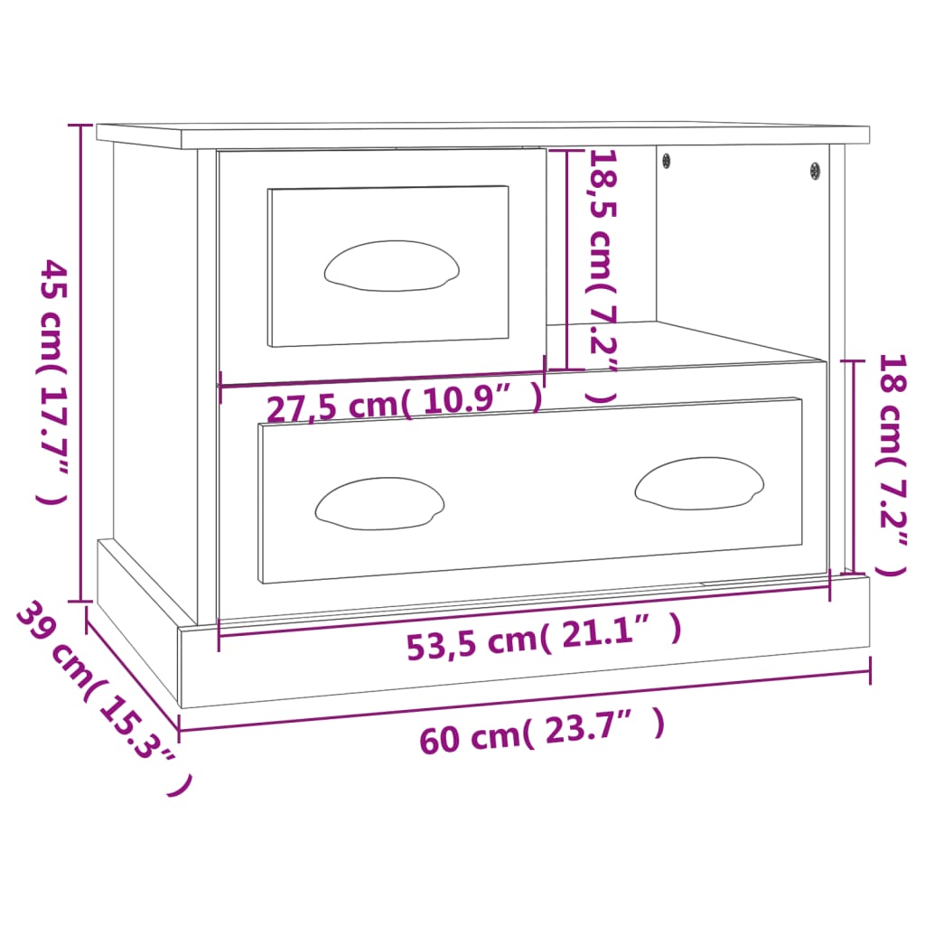 Table de chevet chêne fumé 60x39x45 cm Tables de chevet vidaXL   