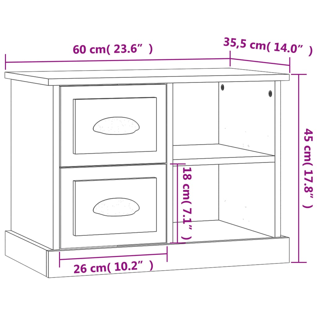 Table de chevet noir 60x35,5x45 cm Tables de chevet vidaXL   