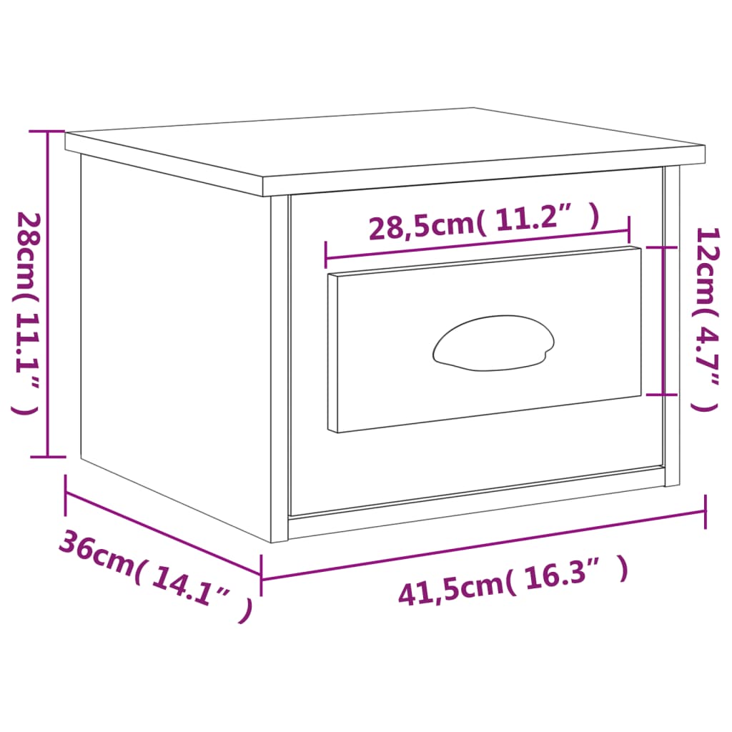 Table de chevet murale blanc 41,5x36x28 cm Tables de chevet vidaXL   