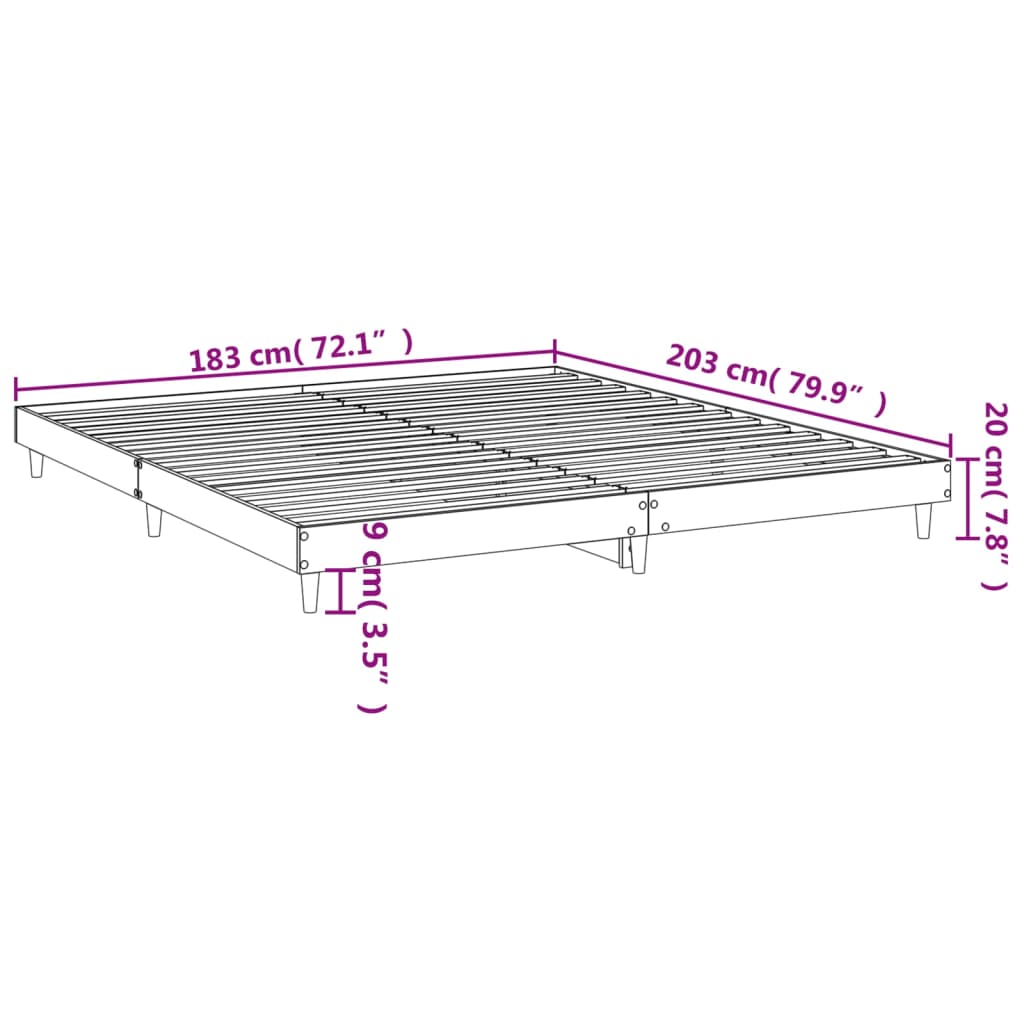 Cadre de lit chêne marron 120x200 cm bois d'ingénierie Lits & cadres de lit vidaXL   