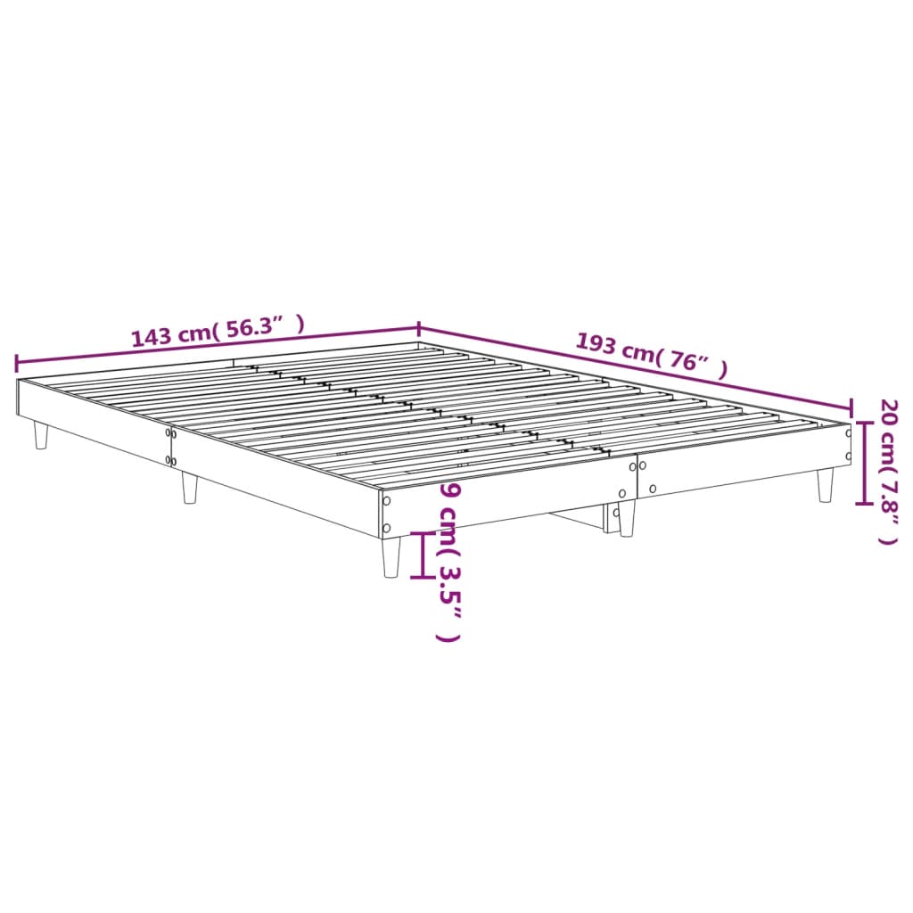 Cadre de lit chêne marron 140x190 cm bois d'ingénierie Lits & cadres de lit vidaXL   