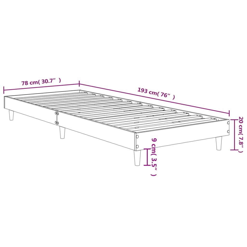 Cadre de lit chêne sonoma 75x190 cm bois d'ingénierie Lits & cadres de lit vidaXL   