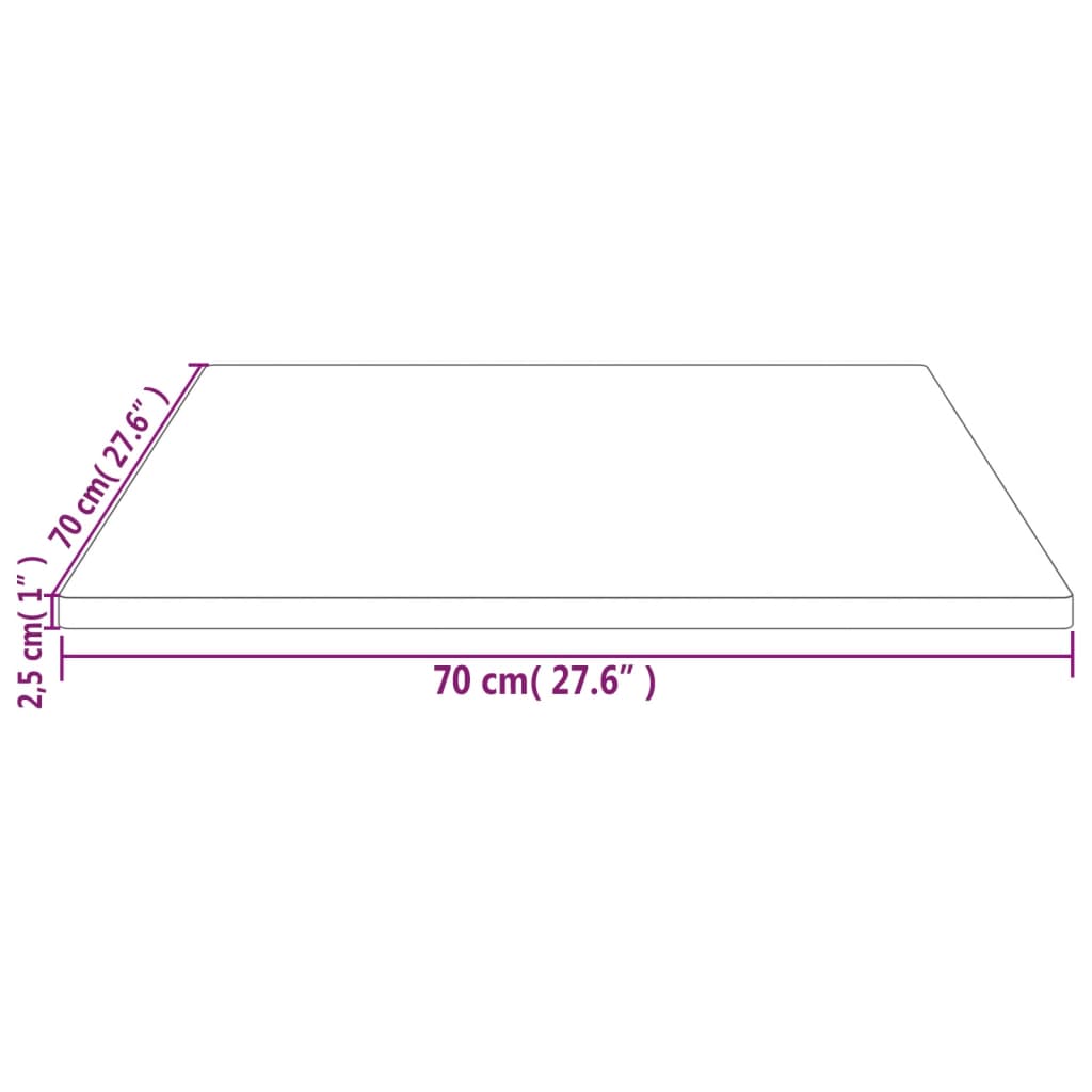 Dessus de table 70x70x2,5 cm bois de pin massif Plateaux de table vidaXL