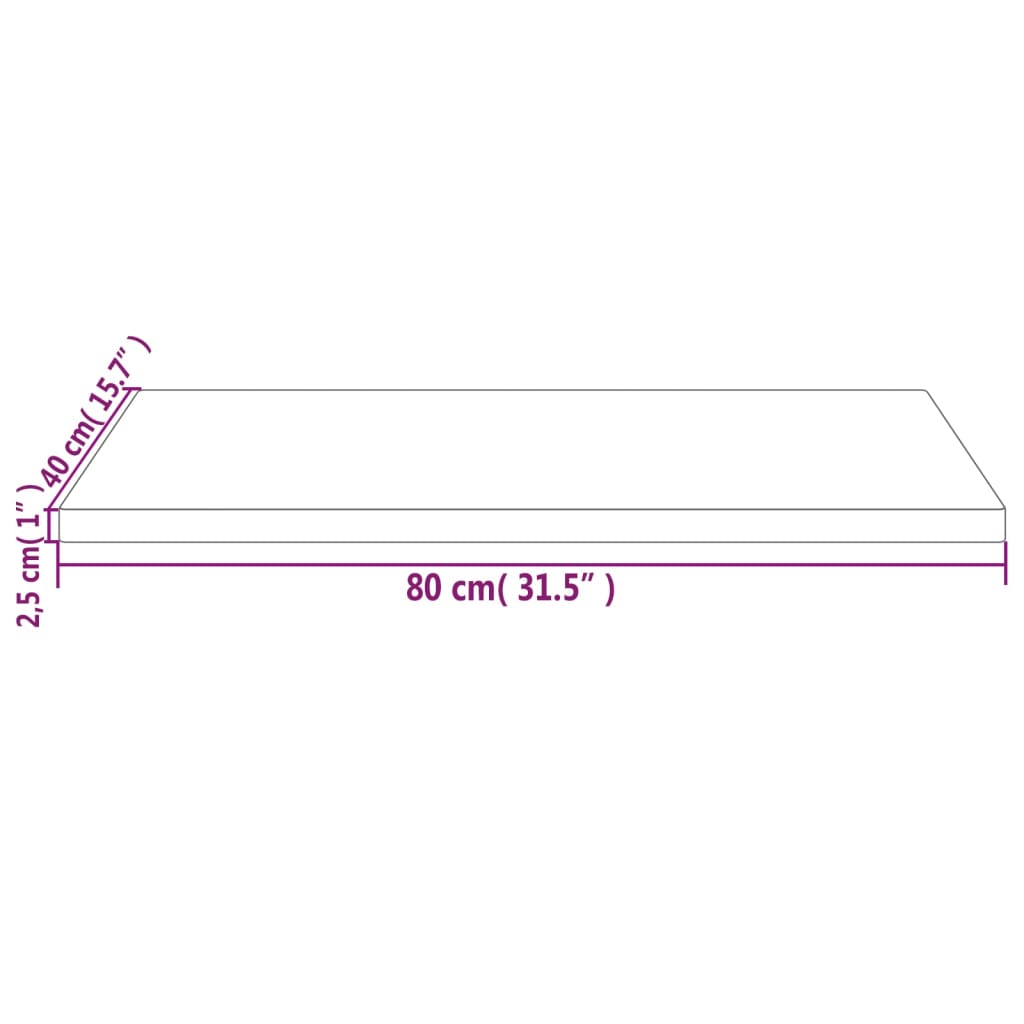 Dessus de table 80x40x2,5 cm bois de pin massif rectangulaire Plateaux de table vidaXL