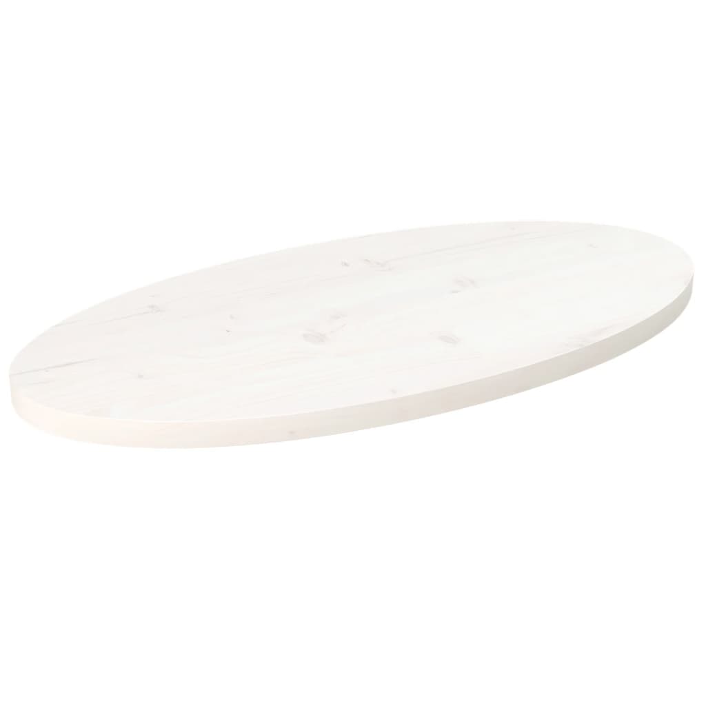 Dessus de table blanc 80x40x2,5 cm bois de pin massif ovale Plateaux de table vidaXL