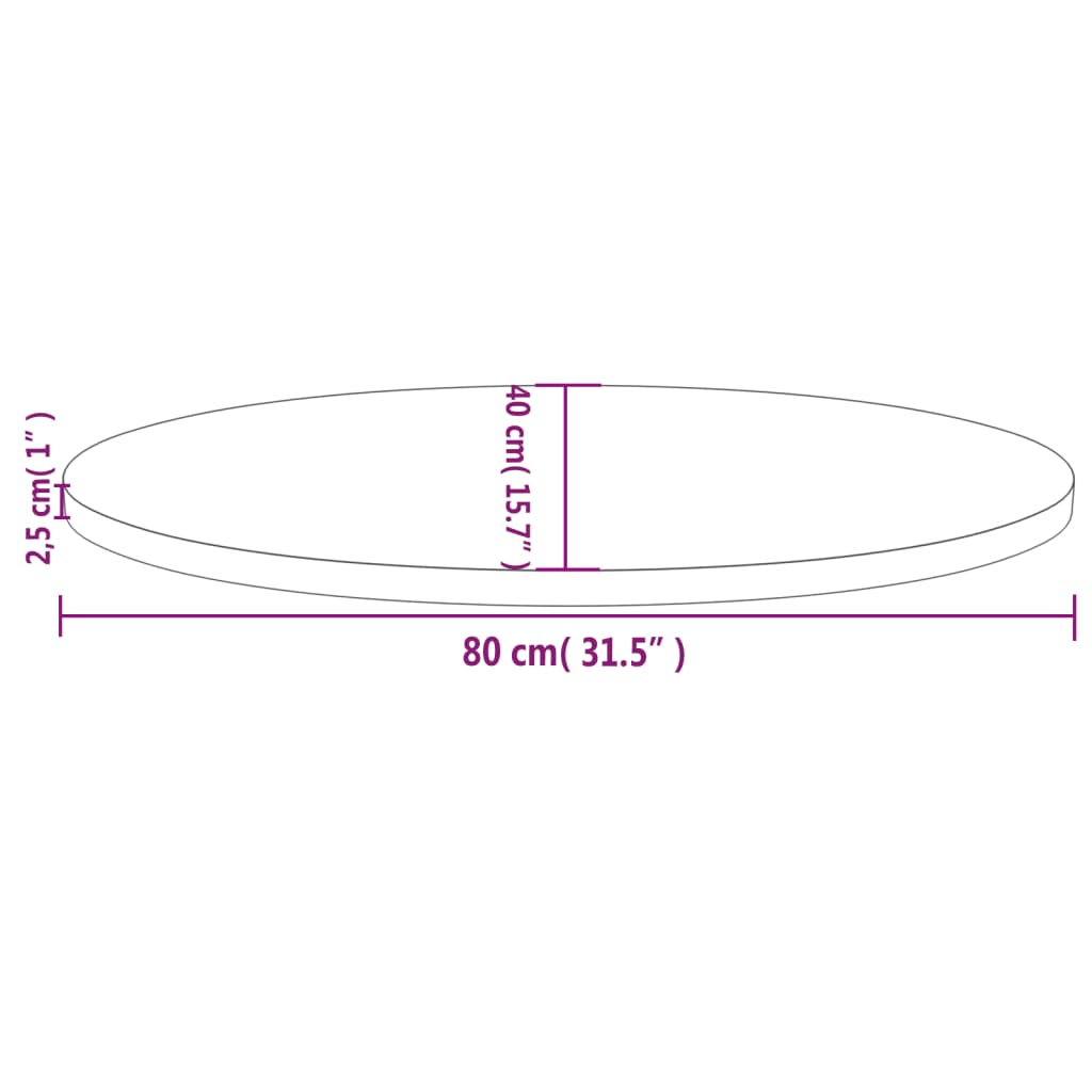 Dessus de table blanc 80x40x2,5 cm bois de pin massif ovale Plateaux de table vidaXL