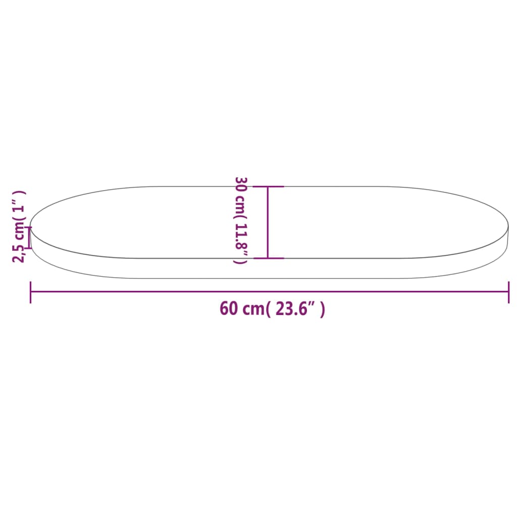 Dessus de table 60x30x2,5 cm bois de pin massif ovale Plateaux de table vidaXL   