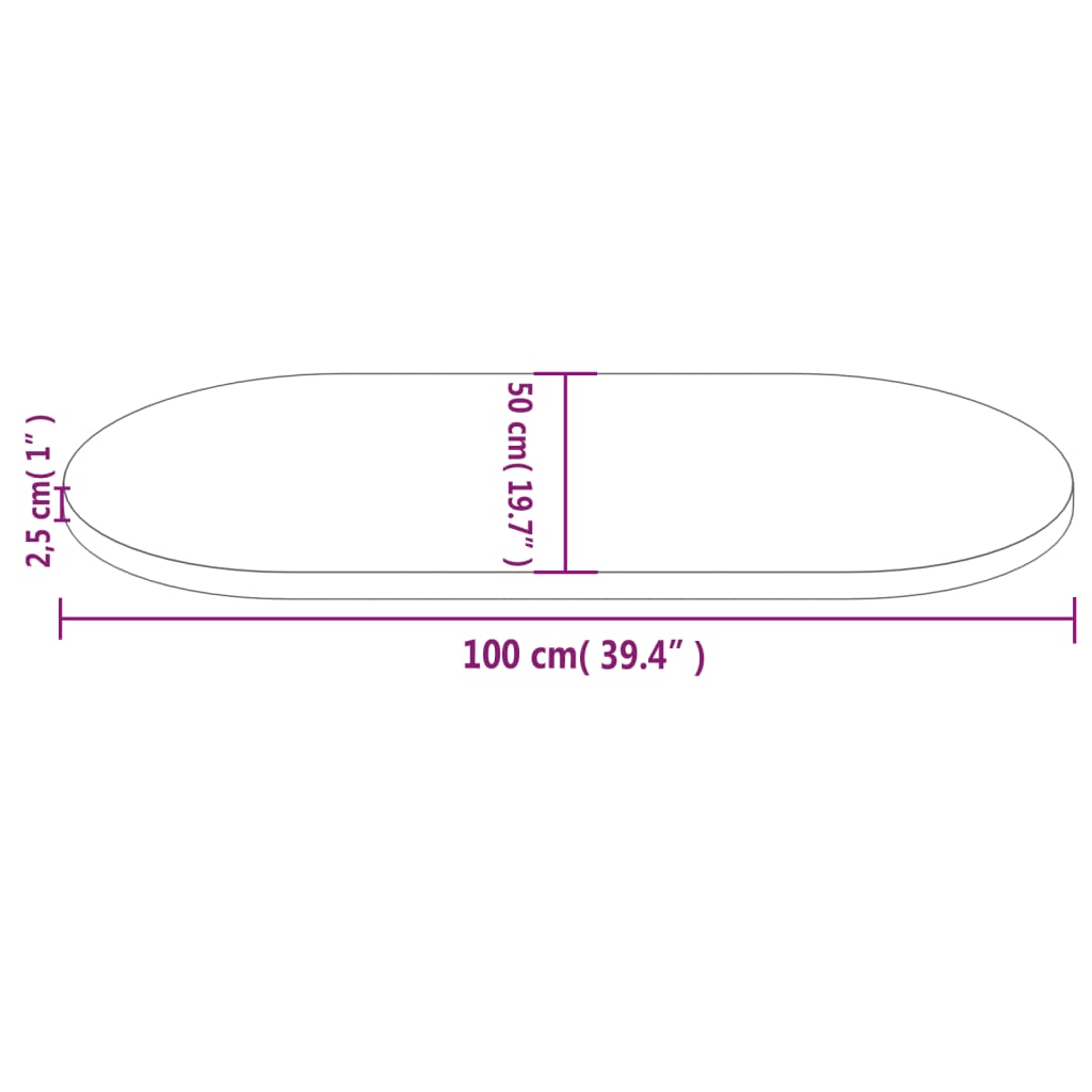 Dessus de table 100x50x2,5 cm bois de pin massif ovale Plateaux de table vidaXL