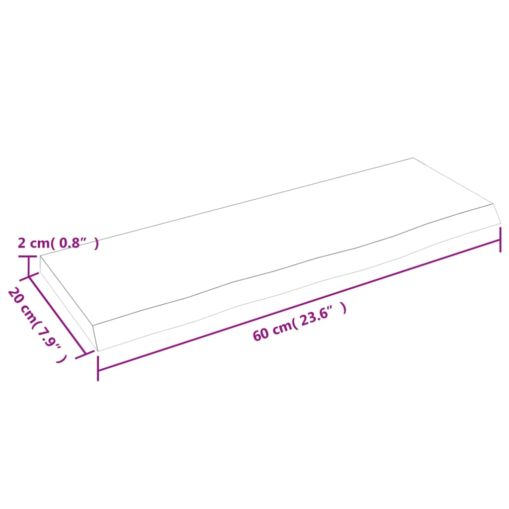 Étagère murale marron foncé 60x20x2 cm bois chêne massif traité Étagères murales & corniches vidaXL   