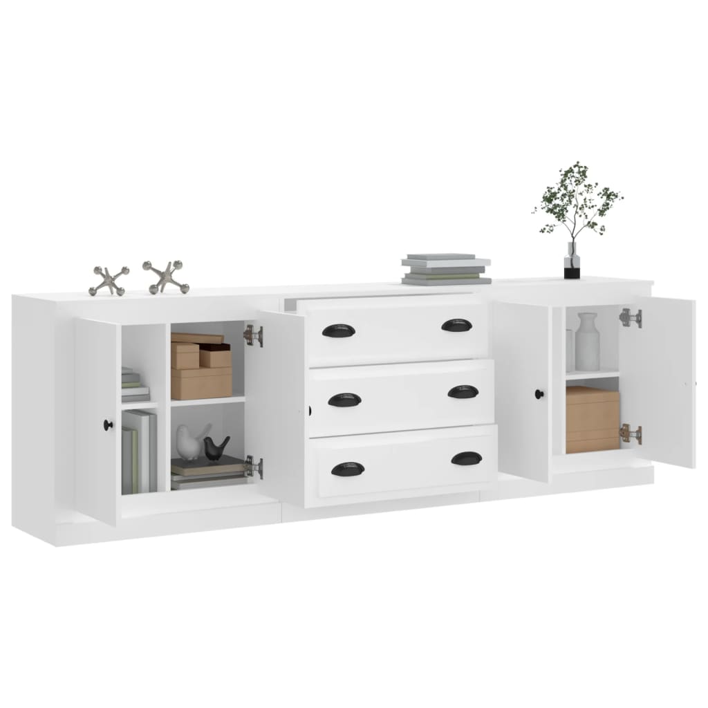 Image Buffets 3 pcs Blanc Bois d'ingénierie | Xios Store SNC vidaXL Xios Store SNC