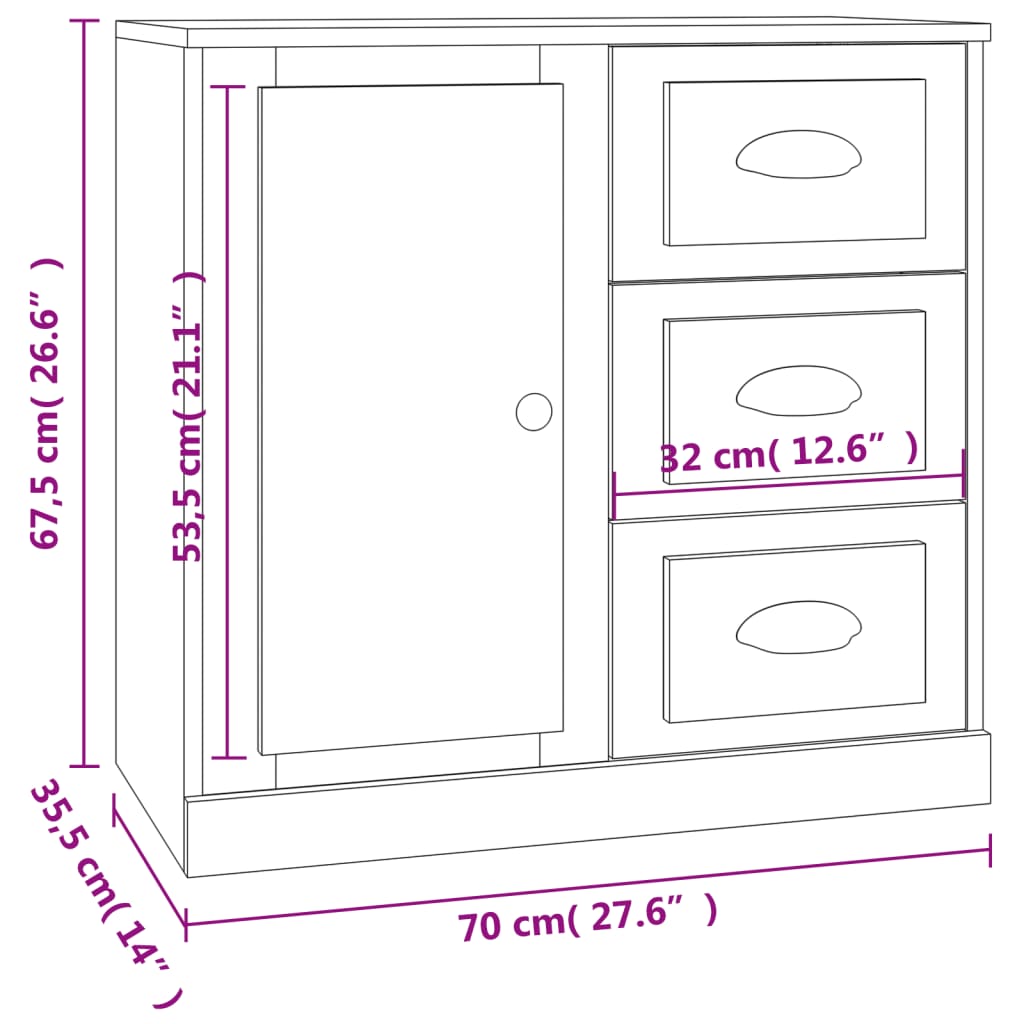 Image Buffets 2 pcs blanc bois d'ingénierie | Xios Store SNC vidaXL Xios Store SNC