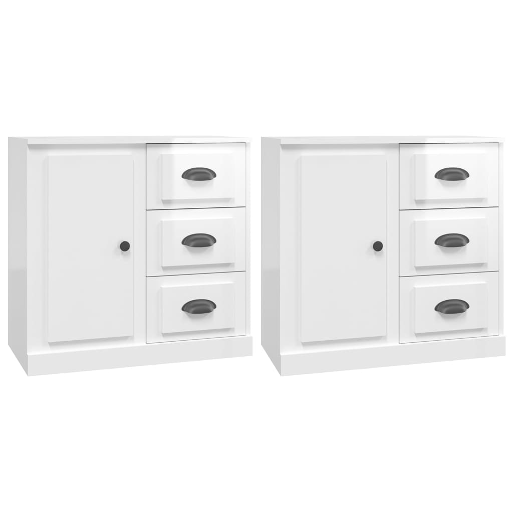 Image Buffets 2 pcs blanc brillant bois d'ingénierie | Xios Store SNC vidaXL Xios Store SNC