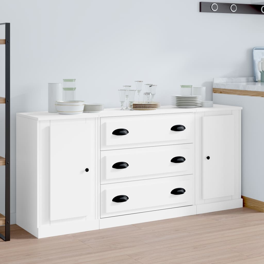 Image Buffets 3 pcs Blanc Bois d'ingénierie | Xios Store SNC vidaXL Xios Store SNC