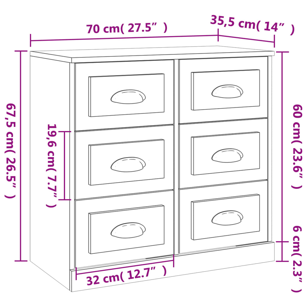 Image Buffets 2 pcs blanc bois d'ingénierie | Xios Store SNC vidaXL Xios Store SNC