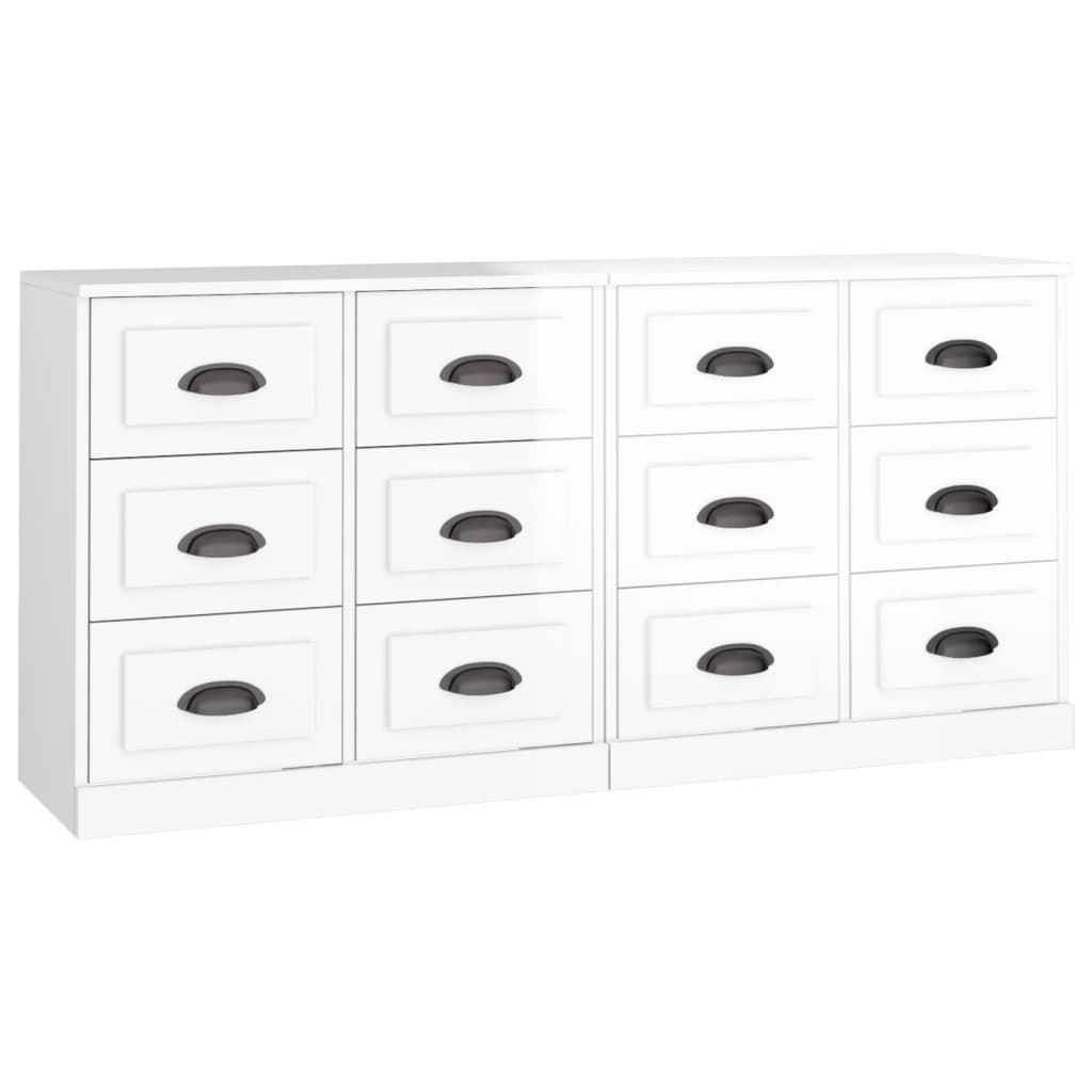 Image Buffets 2 pcs blanc brillant bois d'ingénierie | Xios Store SNC vidaXL Xios Store SNC