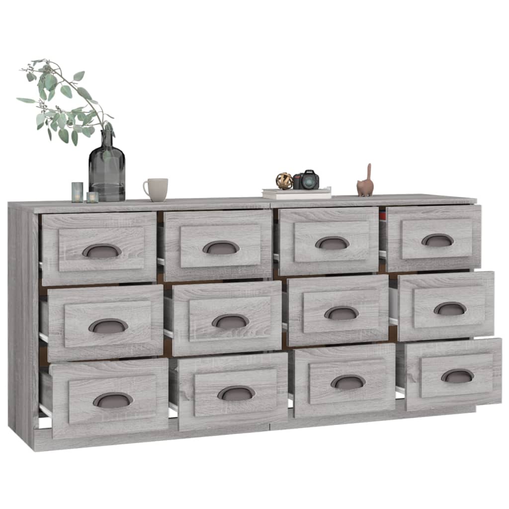 Image Buffets 2 pcs sonoma gris bois d'ingénierie | Xios Store SNC vidaXL Xios Store SNC