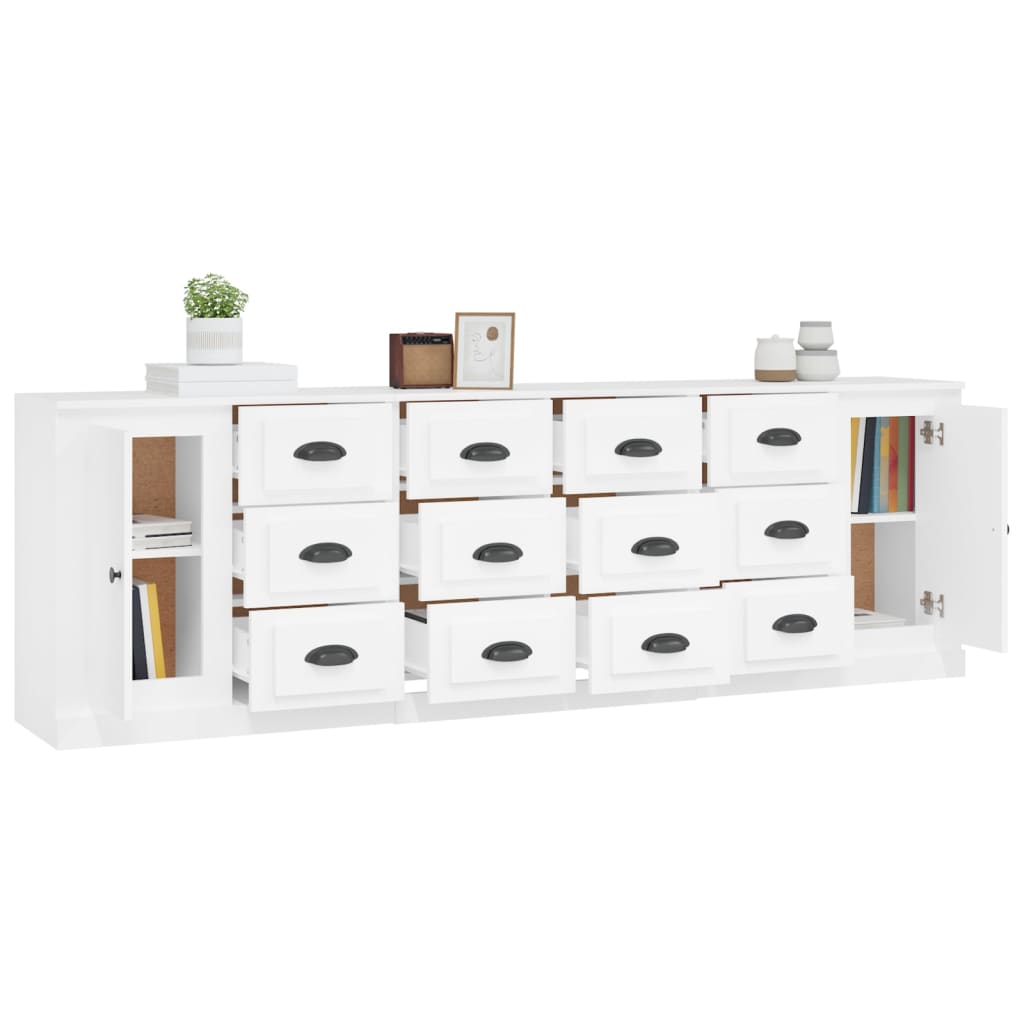 Image Buffets 3 pcs Blanc Bois d'ingénierie | Xios Store SNC vidaXL Xios Store SNC