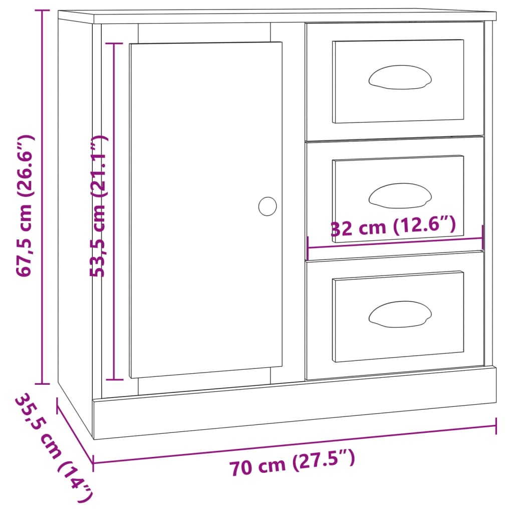 Image Buffets 3 pcs Blanc Bois d'ingénierie | Xios Store SNC vidaXL Xios Store SNC