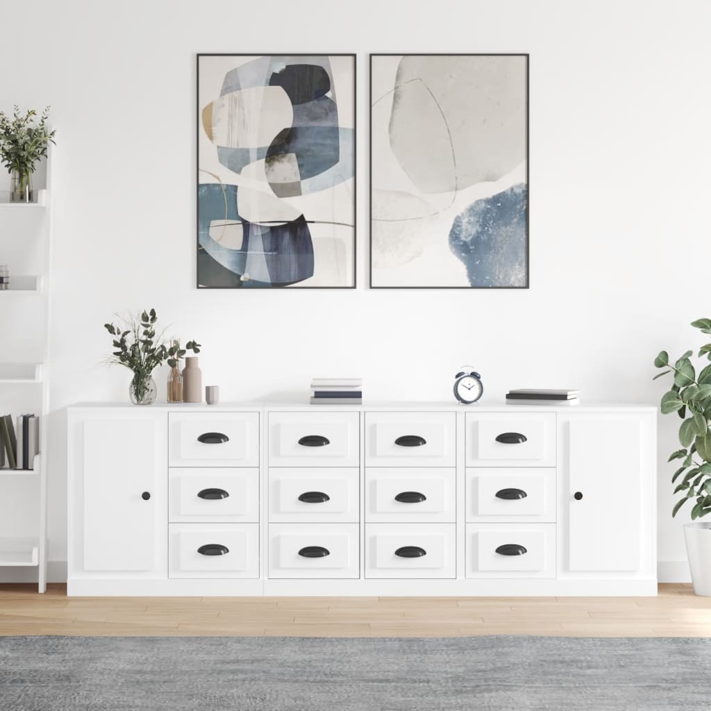 Image Buffets 3 pcs Blanc Bois d'ingénierie | Xios Store SNC vidaXL Xios Store SNC