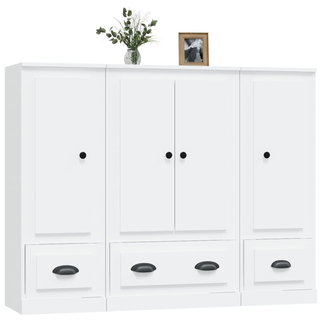 Image Buffets 3 pcs blanc bois d'ingénierie | Xios Store SNC vidaXL Xios Store SNC